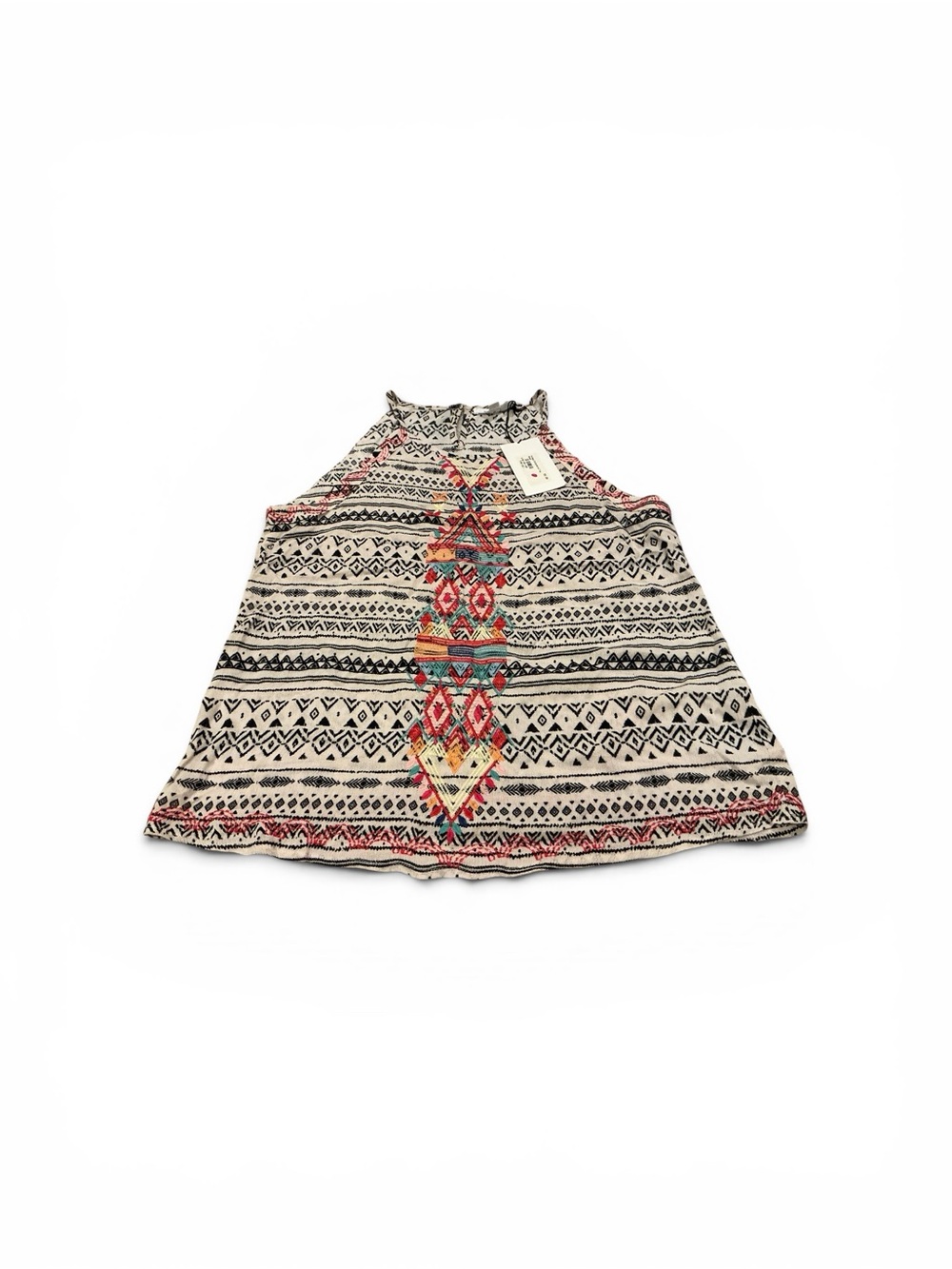 Philosophy HTML boho tribal embroidered fair isle sleeveless top size small